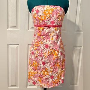 Lilly Pulitzer Pink + Orange Strapless Dress Size 4